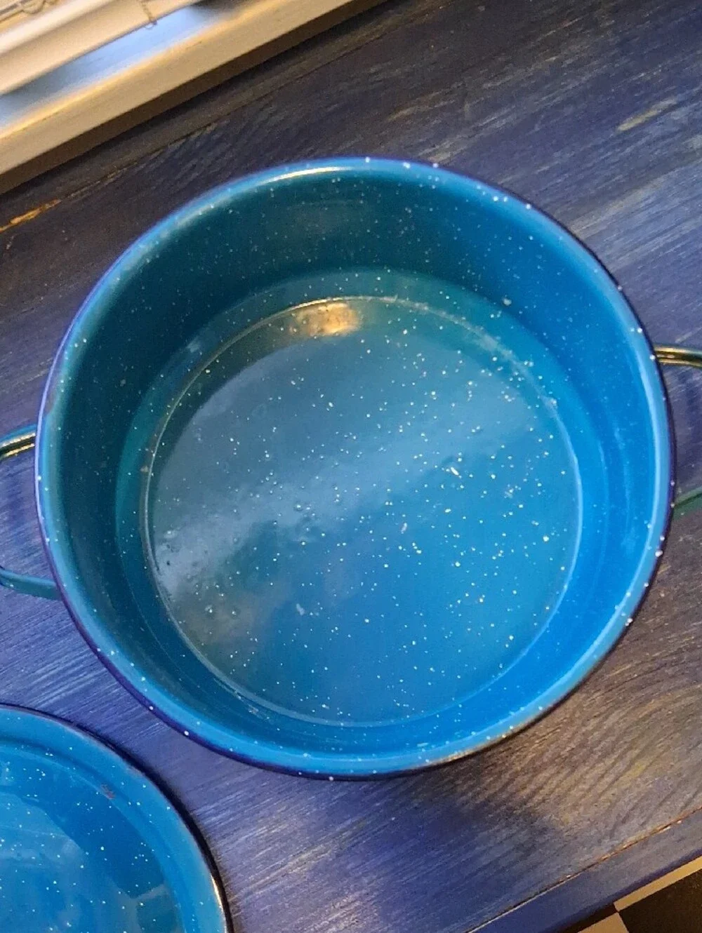 Blue Enamel Covered Casserole Pot